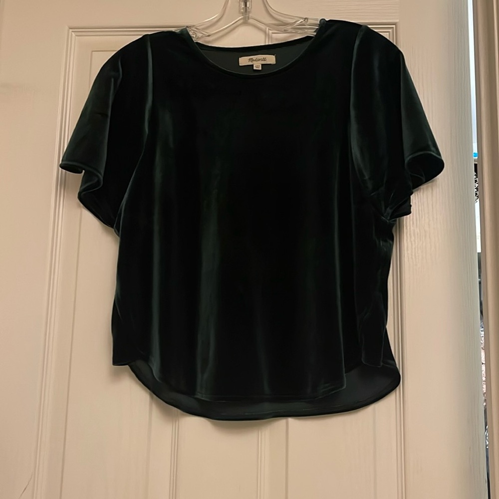 Madewell dark green velvet top, size XXS